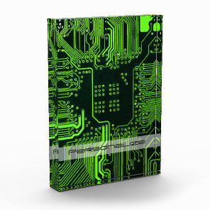 Custom Cyber Green PCB Circuit Board Tech Art Acrylic Award