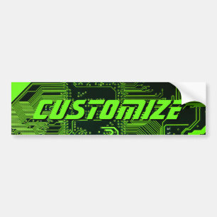 Custom Cyber Green PCB Circuit Board Tech Art Bumper Sticker