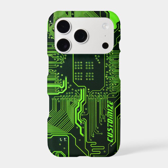 Custom Cyber Green PCB Circuit Board Tech Art Case-Mate iPhone Case (Back)