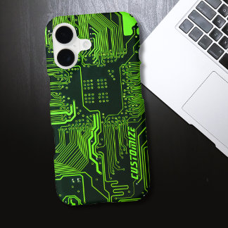 Custom Cyber Green PCB Circuit Board Tech Art iPhone 17 Case