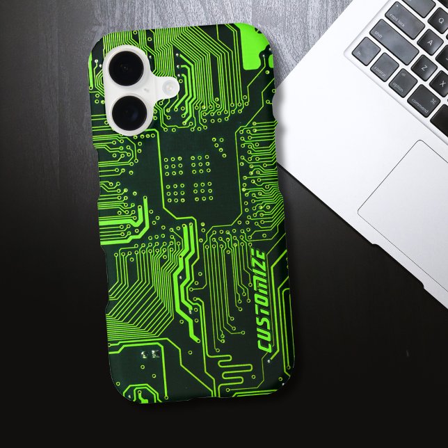 Custom Cyber Green PCB Circuit Board Tech Art Case-Mate iPhone Case (Creator Uploaded)