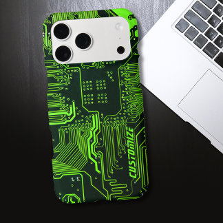 Custom Cyber Green PCB Circuit Board Tech Art iPhone 17 Pro Max Case