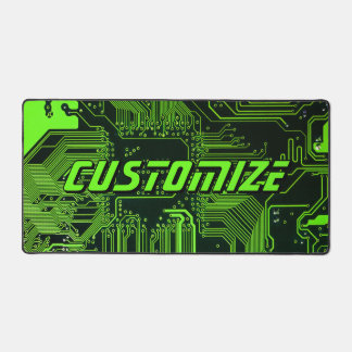 Custom Cyber Green PCB Circuit Board Tech Art Desk Mat