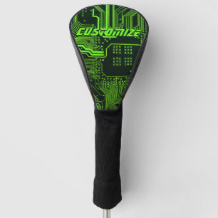 Custom Cyber Green PCB Circuit Board Tech Art Golf Head Cover