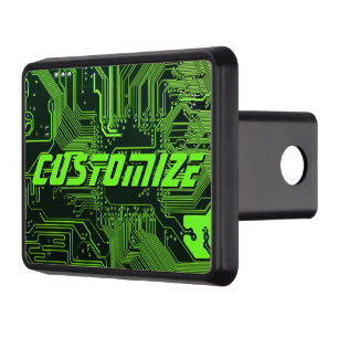 Custom Cyber Green PCB Circuit Board Tech Art Hitch Cover