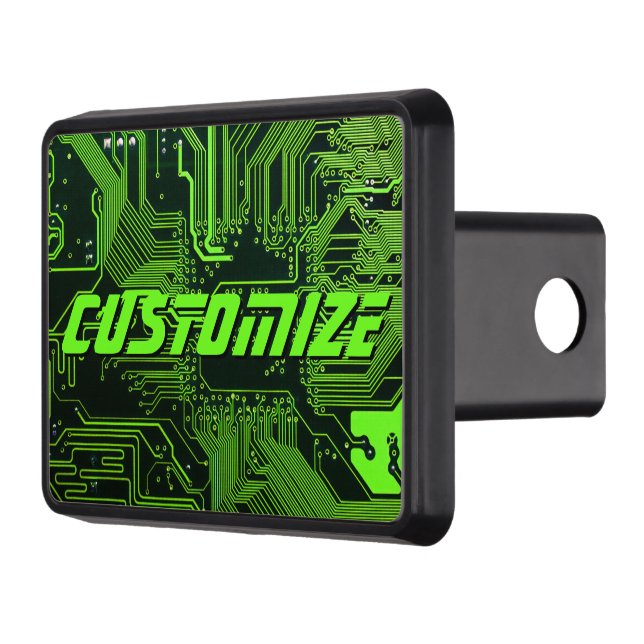 Custom Cyber Green PCB Circuit Board Tech Art Hitch Cover (Left)