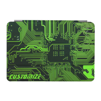 Custom Cyber Green PCB Circuit Board Tech Art iPad Mini Cover
