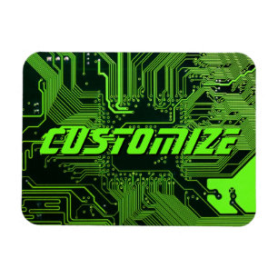 Custom Cyber Green PCB Circuit Board Tech Art Magnet