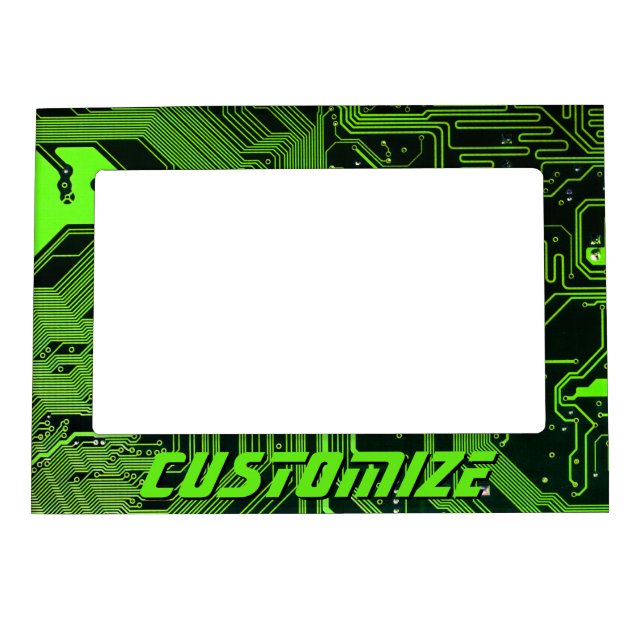 Custom Cyber Green PCB Circuit Board Tech Art Magnetic Frame (Front)