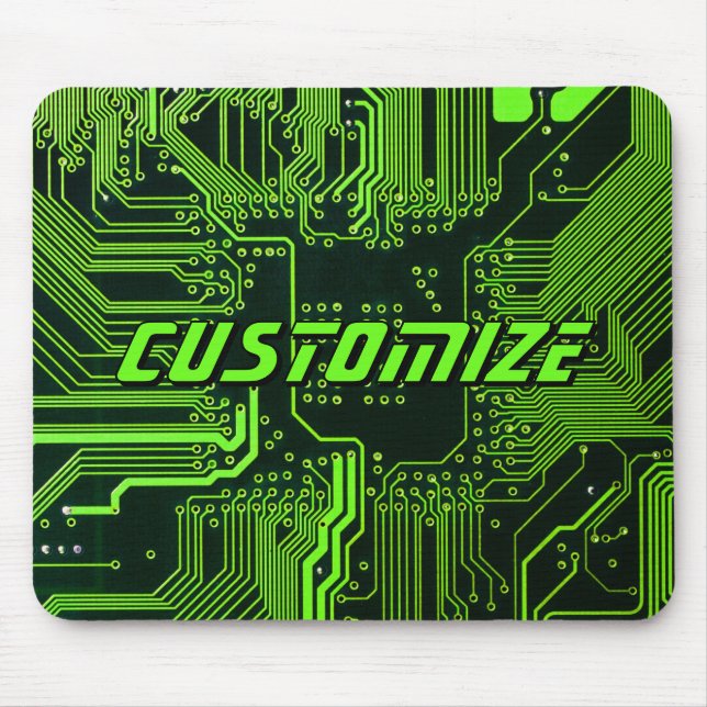 Custom Cyber Green PCB Circuit Board Tech Art Mouse Pad (Front)