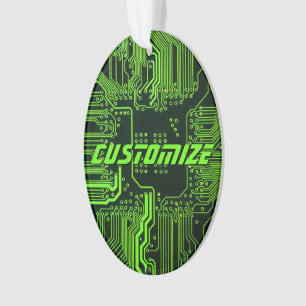 Custom Cyber Green PCB Circuit Board Tech Art Ornament