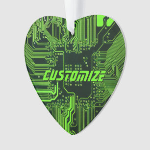 Custom Cyber Green PCB Circuit Board Tech Art Ornament