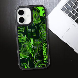 Custom Cyber Green PCB Circuit Board Tech Art iPhone 17 Case