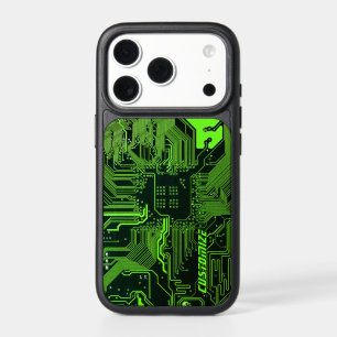 Custom Cyber Green PCB Circuit Board Tech Art iPhone 17 Pro Case