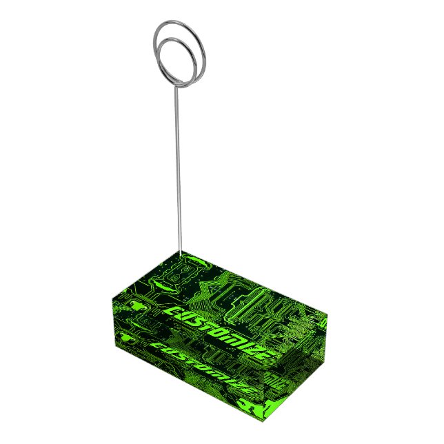 Custom Cyber Green PCB Circuit Board Tech Art Place Card Holder (Corner)