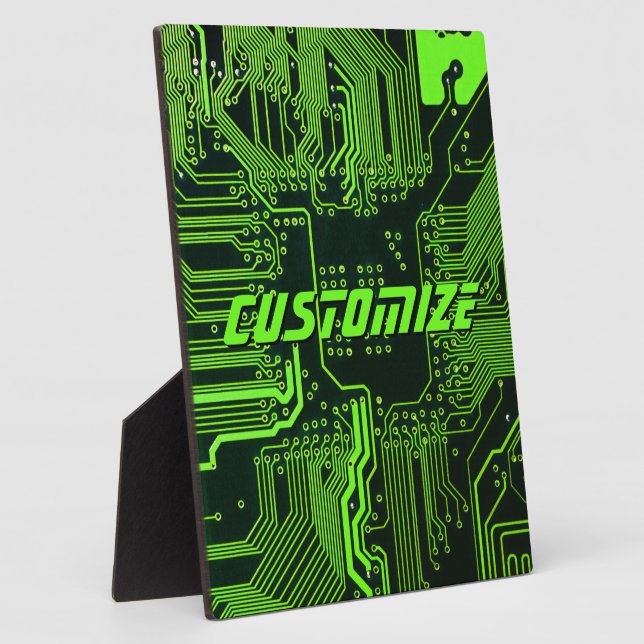 Custom Cyber Green PCB Circuit Board Tech Art Plaque (Side)
