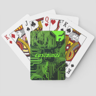 Custom Cyber Green PCB Circuit Board Tech Art Poker Cards