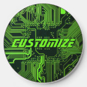 Custom Cyber Green PCB Circuit Board Tech Art Wireless Charger (Front)