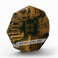 Custom Cyber Orange PCB Circuit Board Tech Art