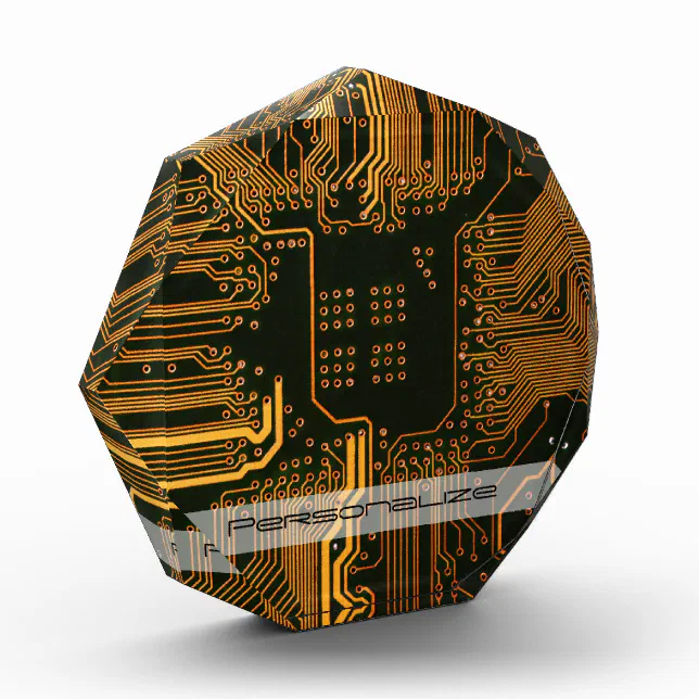 Custom Cyber Orange PCB Circuit Board Tech Art Acrylic Award | Zazzle
