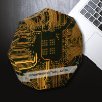 Custom Cyber Orange PCB Circuit Board Tech Art
