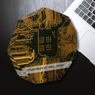Custom Cyber Orange PCB Circuit Board Tech Art Acrylic Award