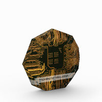 Custom Cyber Orange PCB Circuit Board Tech Art