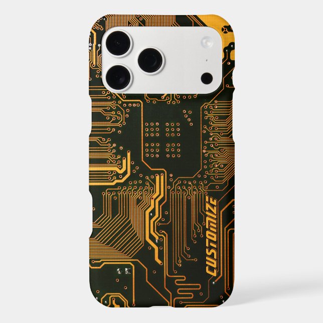 Custom Cyber Orange PCB Circuit Board Tech Art Case-Mate iPhone Case (Back)