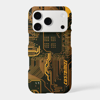Custom Cyber Orange PCB Circuit Board Tech Art iPhone 17 Pro Case