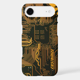 Custom Cyber Orange PCB Circuit Board Tech Art iPhone 17 Air Case