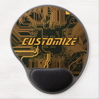Custom Cyber Orange PCB Circuit Board Tech Art Gel Mouse Pad