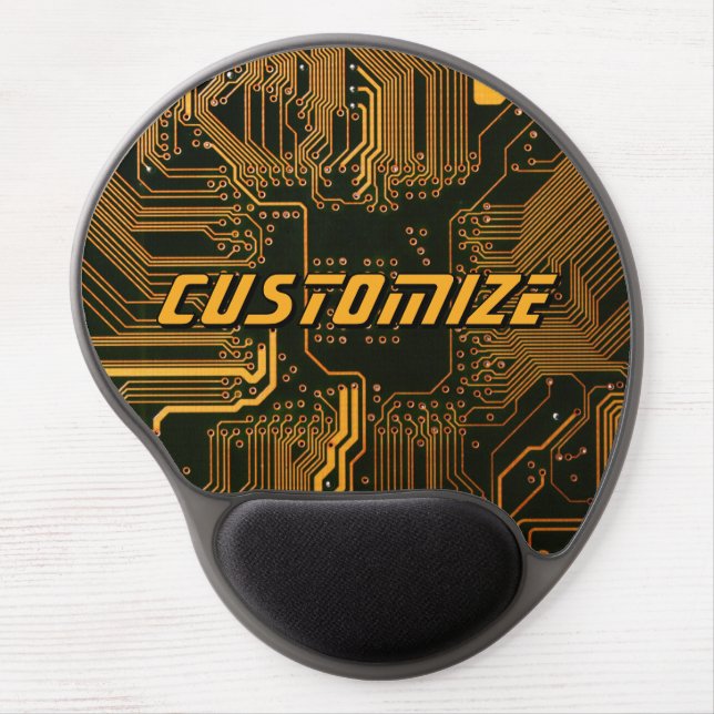 Custom Cyber Orange PCB Circuit Board Tech Art Gel Mouse Pad (Front)