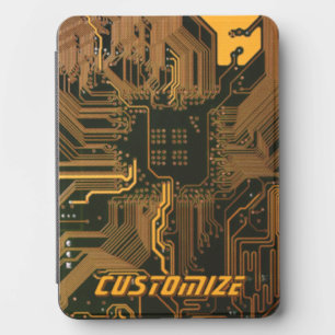 Custom Cyber Orange PCB Circuit Board Tech Art Kindle Cover