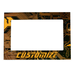 Custom Cyber Orange PCB Circuit Board Tech Art Magnetic Frame
