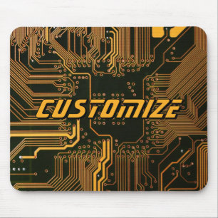Custom Cyber Orange PCB Circuit Board Tech Art Mouse Pad