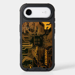 Custom Cyber Orange PCB Circuit Board Tech Art iPhone 17 Air Case