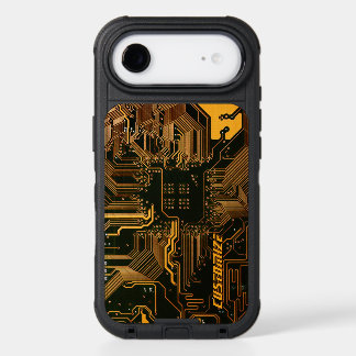 Custom Cyber Orange PCB Circuit Board Tech Art iPhone 17 Air Case