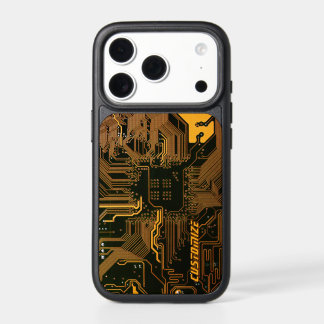 Custom Cyber Orange PCB Circuit Board Tech Art iPhone 17 Pro Case