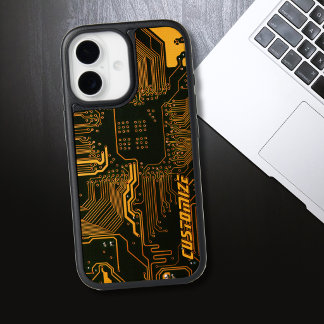 Custom Cyber Orange PCB Circuit Board Tech Art iPhone 17 Case