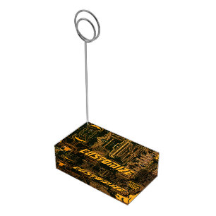 Custom Cyber Orange PCB Circuit Board Tech Art Place Card Holder