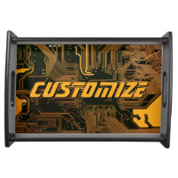 Custom Cyber Orange PCB Circuit Board Tech Art
