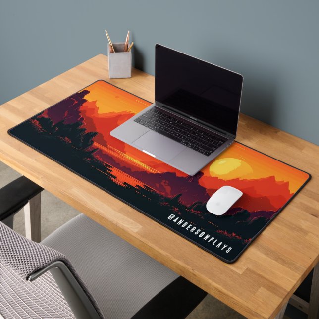Custom Cyber Sunset Retro Gaming Desk Mat (Office 2)