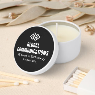Custom Cyber Technology Company Black White Mini Candle Favors