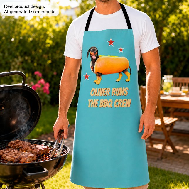 Personalized Dachshund BBQ Crew Apron for Backyard Grill Masters