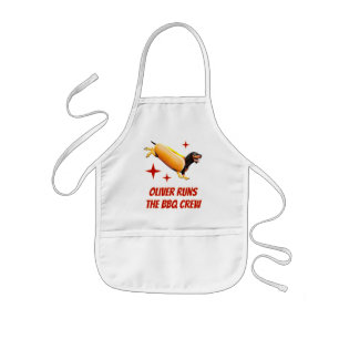 Custom Dachshund BBQ Crew Funny Wiener Dog Kids' Apron