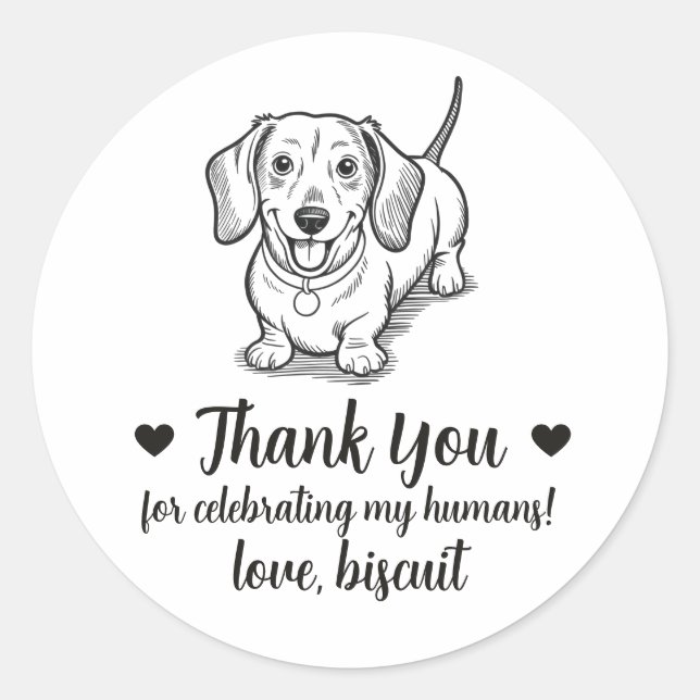 Custom Dachshund Dog Wedding Favor Stickers (Front)