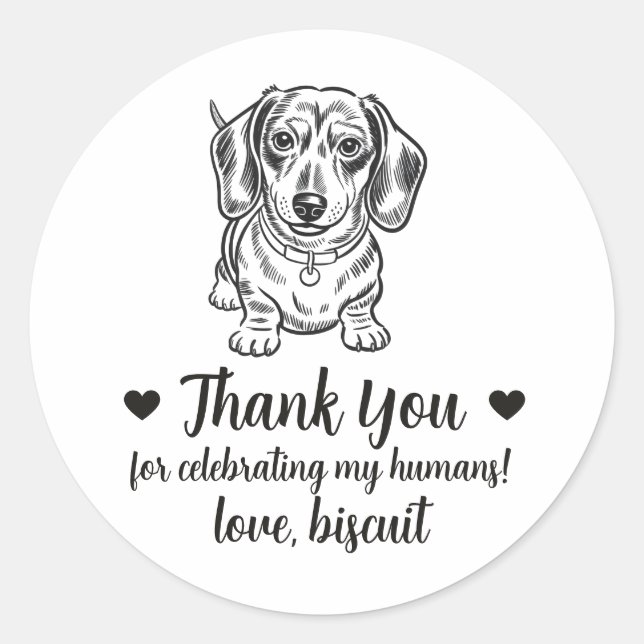Custom Dachshund Dog Wedding Favor Stickers (Front)