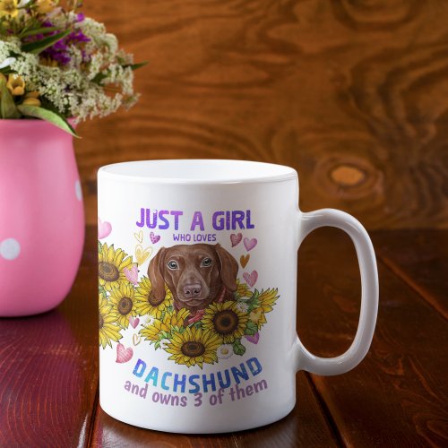 Custom Dachshund Lover Sunflower Trainer Floral Coffee Mug