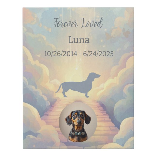 Custom Dachshund Memorial Canvas – Rainbow Bridge (Front)