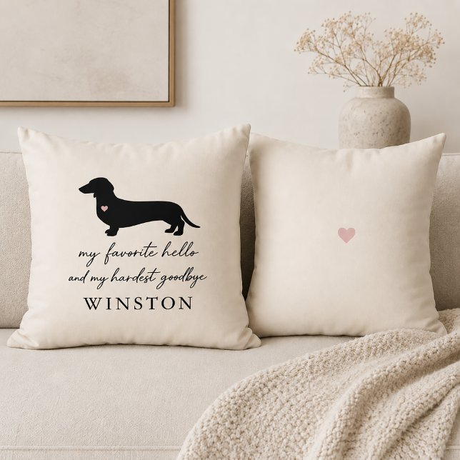Custom Dachshund Memorial | Dog Loss Keepsake Throw Pillow (Creator Uploaded)